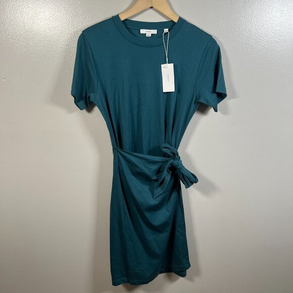 Vince Tie Waist Wrap Dress Size XS Green Minimal Work Office Career Comfy - Picture 2 of 12